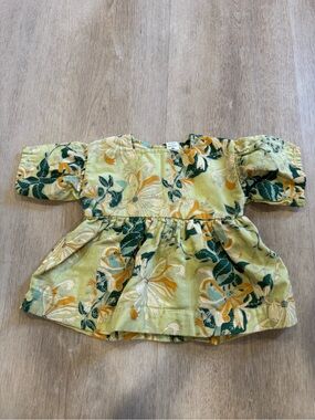 Kate Quinn Floral Puff-Sleeve Top in Light Green